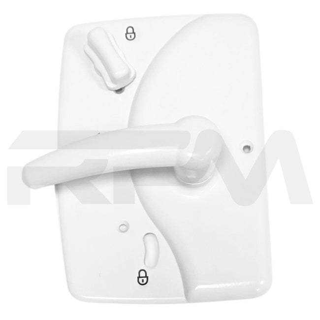 Tiffin RV Entry Door Lock Interior Handle White 24607 | RV Parts Masters, OEM Tiffin Motorhome Parts