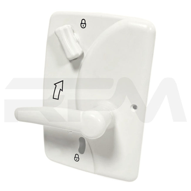 Tiffin RV Entry Door Lock Interior Handle White 24607 | RV Parts Masters, OEM Tiffin Motorhome Parts