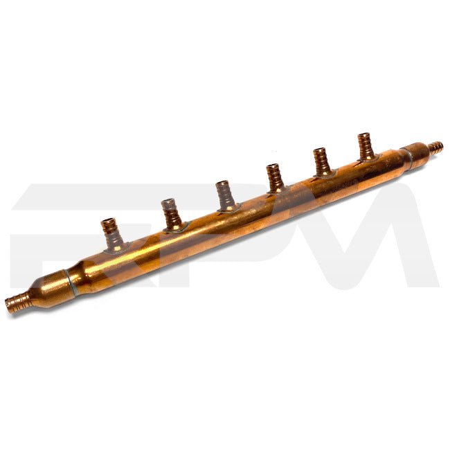 Tiffin RV 6-Port Cold Water Manifold 17&quot; Copper 5129401 | RV Parts Masters, OEM Tiffin Motorhome Parts