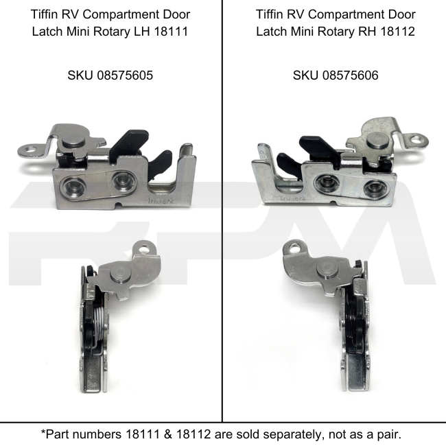Tiffin RV Compartment Door Latch Mini Rotary RH 18112 | RV Parts Masters, OEM Tiffin Motorhome Parts