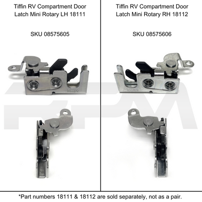 Tiffin RV Compartment Door Latch Mini Rotary RH 18112 | RV Parts Masters, OEM Tiffin Motorhome Parts