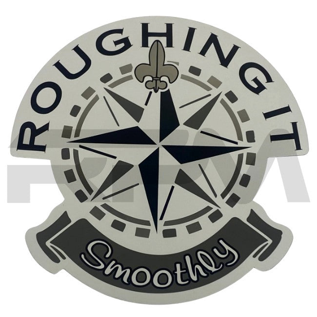 Tiffin RV &quot;Roughing It Smoothly&quot; Black &amp; Silver Decal 34756 | RV Parts Masters, OEM Tiffin Motorhome Parts