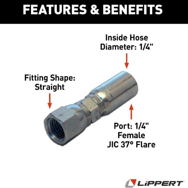 Tiffin RV Lippert 138416 Hydraulic Hose End Fitting (JIC-F) 5138951 | RV Parts Masters, OEM Tiffin Motorhome Parts